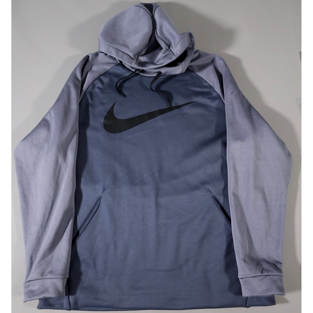 Nike Dri-FIT‎ Hoodie Mens XL Blue Grey Raglan Swoosh Pullover 931991-471